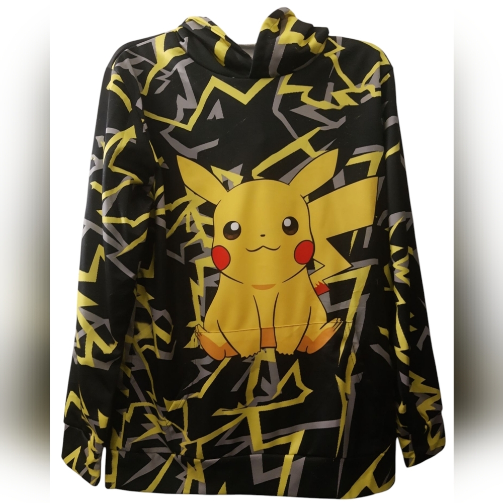 Pokemon Inspired Pikachu Lightning Anime 3D Pullover Hoodie Youth XL PTP 21.5”
